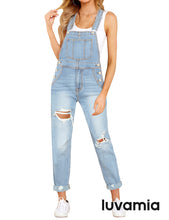 luvamia Women's Casual Stretch Adjustable Denim Bib Overalls Jeans Pants Jumpsuits