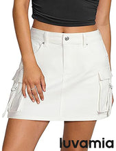 Luvamia Jean Skirts for Women Denim Mini High Waist  Pocket Casual Skirt