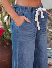 Women's High Rise Wide Leg Free Moving Stretch Ripped Jeans Pants Office-Friendly