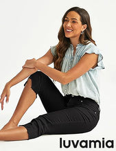 luvamia Jean Capri Pants for Women High Waisted Ripped Skinny Jeans Stretchy Denim Capris Cropped Jeggings with Pockets