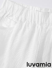 luvamia Jean Shorts for Women Trendy Pull On Mid Rise Elastic Waist Summer Casual Stretchy Long Denim Walking Shorts