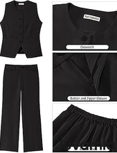 luvamia Vest Pants Suits for Women Dressy 2 Piece Business Casual Outfits Sleeveless Blazer Wide Leg Pants Pantsuit Sets