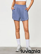LUVAMIA Women's Brief High-Waisted Elastic-Waist Athletic Wide-Leg Shorts