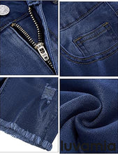 luvamia Jean Shorts for Women High Waisted Trendy Casual Distressed Stretchy Denim Long Shorts Ripped Raw Hem Shorts