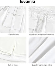 luvamia Skorts for Woman High Waisted Cargo Pocket Elastic Waist Fast Dry Casual Hiking Tennis Sports Skirts with Shorts