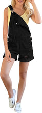 luvamia Women's Ripped Short Overalls Adjustable Denim Bib Overall Shorts Romper