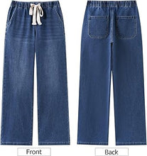 Women's High Rise Wide Leg Free Moving Stretch Ripped Jeans Pants Office-Friendly