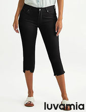 luvamia Jean Capri Pants for Women High Waisted Ripped Skinny Jeans Stretchy Denim Capris Cropped Jeggings with Pockets