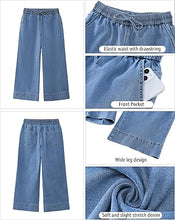 luvamia Wide Leg Jeans for Women High Waisted Cropped Pull On Jeans Elastic Wasit Drawstring Stretch Denim Trouser Pants