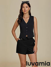 luvamia Dress Shorts for Women Trendy High Waisted Business Causal Summer Elastic Waist Trouser Shorts with Pockets