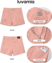 luvamia Jean Shorts for Women High Waisted Stretchy Denim Jorts Trendy Casual Distressed Cut Off Shorts with Pockets
