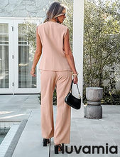 luvamia Vest Pants Suits for Women Dressy 2 Piece Business Casual Outfits Sleeveless Blazer Wide Leg Pants Pantsuit Sets