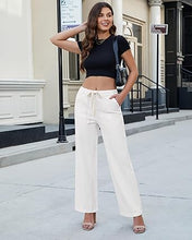 Women's High Rise Wide Leg Free Moving Stretch Ripped Jeans Pants Office-Friendly
