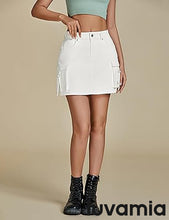 Luvamia Jean Skirts for Women Denim Mini High Waist  Pocket Casual Skirt