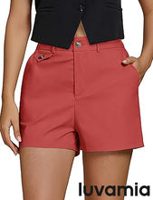 luvamia Dress Shorts for Women Trendy High Waisted Business Causal Summer Elastic Waist Trouser Shorts with Pockets
