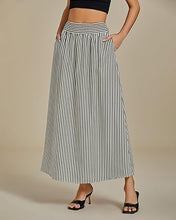 LUVAMIA Women's Summer Long Lightweight Flowy Skirt Stripe Maxi Fashion