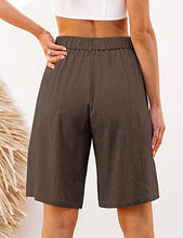 luvamia Bermuda Shorts for Women High Waisted Linen Dressy Casual Pleated Wide Leg Summer Shorts with Elastic Waist