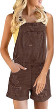 luvamia Women's Ripped Short Overalls Adjustable Denim Bib Overall Shorts Romper
