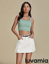 Luvamia Jean Skirts for Women Denim Mini High Waist  Pocket Casual Skirt
