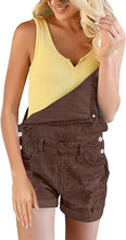 luvamia Women's Ripped Short Overalls Adjustable Denim Bib Overall Shorts Romper