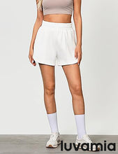 LUVAMIA Women's Brief High-Waisted Elastic-Waist Athletic Wide-Leg Shorts