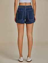 luvamia Jean Shorts for Women High Waisted Pull On Drawstring Elastic Waist Trendy Stretchy Denim Jorts Summer Shorts