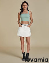 Luvamia Jean Skirts for Women Denim Mini High Waist  Pocket Casual Skirt