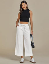 luvamia Wide Leg Jeans for Women High Waisted Cropped Pull On Jeans Elastic Wasit Drawstring Stretch Denim Trouser Pants