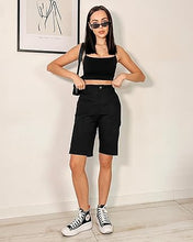 luvamia Bermuda Shorts for Women Knee Length High Waisted Cotton Elastic Wasit Summer Dressy Casual Long Chino Shorts