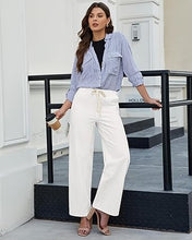 Women's High Rise Wide Leg Free Moving Stretch Ripped Jeans Pants Office-Friendly