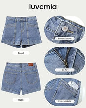 luvamia Jean Shorts for Women High Waisted Stretchy Denim Jorts Trendy Casual Distressed Cut Off Shorts with Pockets