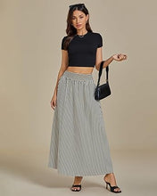 LUVAMIA Women's Summer Long Lightweight Flowy Skirt Stripe Maxi Fashion
