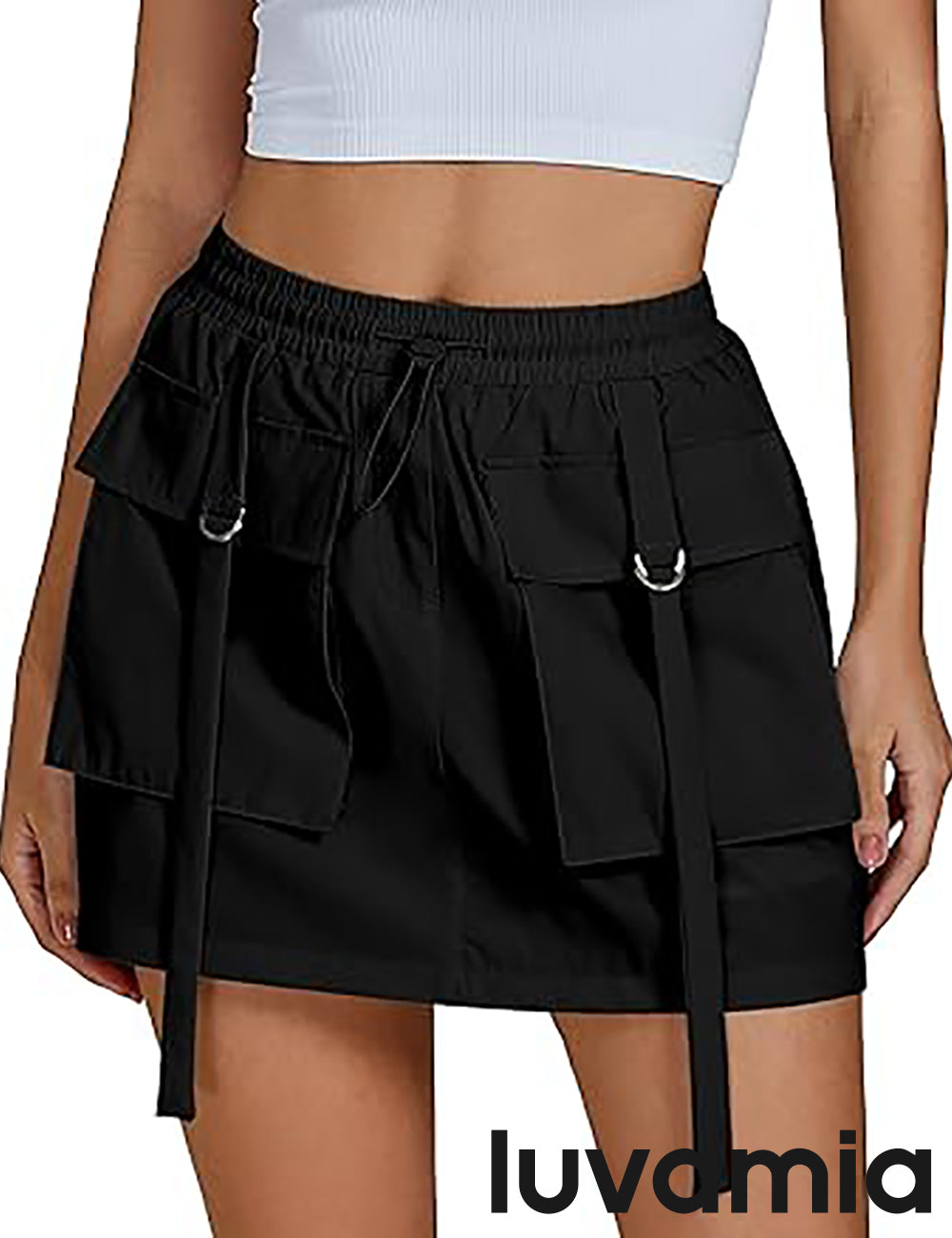 luvamia Skorts for Woman High Waisted Cargo Pocket Elastic Waist Fast Dry Casual Hiking Tennis Sports Skirts with Shorts