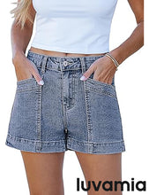 luvamia Jean Shorts for Women High Waisted Stretchy Denim Jorts Trendy Casual Distressed Cut Off Shorts with Pockets