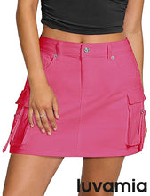 Luvamia Jean Skirts for Women Denim Mini High Waist  Pocket Casual Skirt