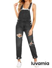 luvamia Women's Casual Stretch Adjustable Denim Bib Overalls Jeans Pants Jumpsuits