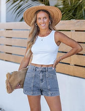 luvamia Jean Shorts for Women High Waisted Stretchy Denim Jorts Trendy Casual Distressed Cut Off Shorts with Pockets