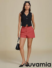 luvamia Dress Shorts for Women Trendy High Waisted Business Causal Summer Elastic Waist Trouser Shorts with Pockets