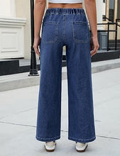 Women's High Rise Wide Leg Free Moving Stretch Ripped Jeans Pants Office-Friendly