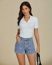 luvamia Jean Shorts for Women High Waisted Stretchy Denim Jorts Trendy Casual Distressed Cut Off Shorts with Pockets