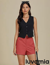 luvamia Dress Shorts for Women Trendy High Waisted Business Causal Summer Elastic Waist Trouser Shorts with Pockets