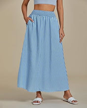 LUVAMIA Women's Summer Long Lightweight Flowy Skirt Stripe Maxi Fashion