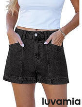 luvamia Jean Shorts for Women High Waisted Stretchy Denim Jorts Trendy Casual Distressed Cut Off Shorts with Pockets