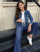 Women's High Rise Wide Leg Free Moving Stretch Ripped Jeans Pants Office-Friendly