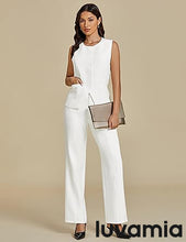 luvamia Vest Pants Suits for Women Dressy 2 Piece Business Casual Outfits Sleeveless Blazer Wide Leg Pants Pantsuit Sets
