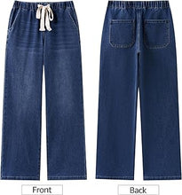 Women's High Rise Wide Leg Free Moving Stretch Ripped Jeans Pants Office-Friendly