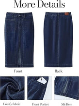 LUVAMIA Women's Skirts High Waisted Below Knee Split Hem Denim Bodycon Midi