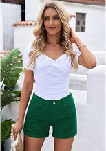 luvamia Women's Ripped High Waisted Denim Shorts Stretchy Cuffed Hem Jean Shorts