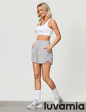 LUVAMIA Women's Brief High-Waisted Elastic-Waist Athletic Wide-Leg Shorts