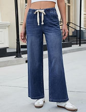 Women's High Rise Wide Leg Free Moving Stretch Ripped Jeans Pants Office-Friendly